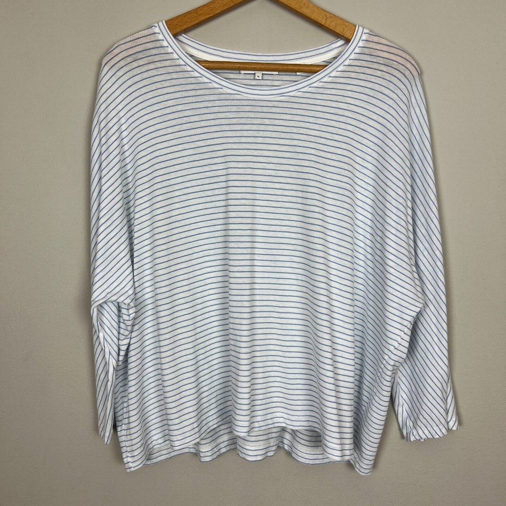 Vince Top Womens XL Blue White Stripe 3/4 Dolman‎ Sleeve Lightweight Knit Pencil
